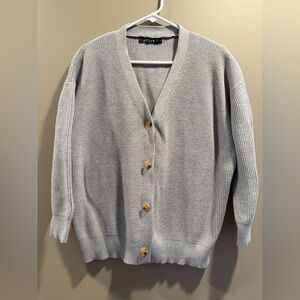 Cozy Thick Knit Gray Cardigan Size Small